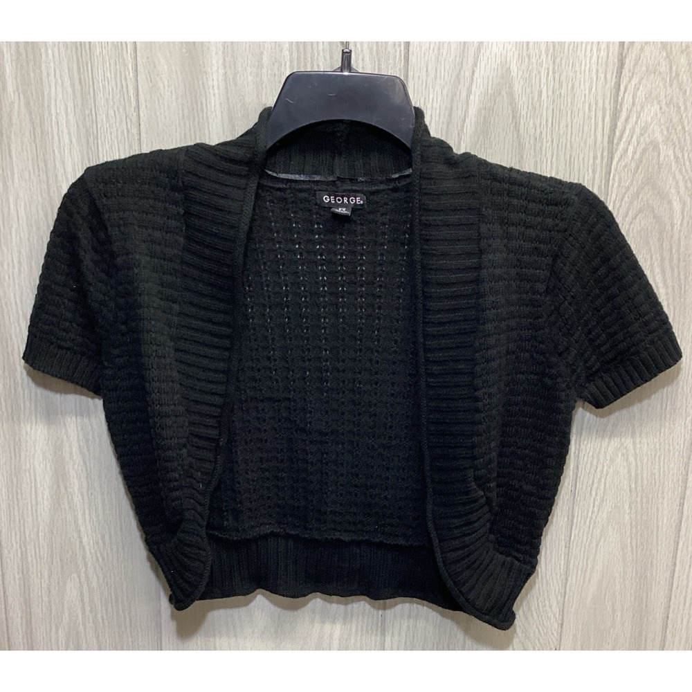 GEORGE Women's (Size S) Short Sleeve Open Front Cropped Cardigan Sweater (25E)